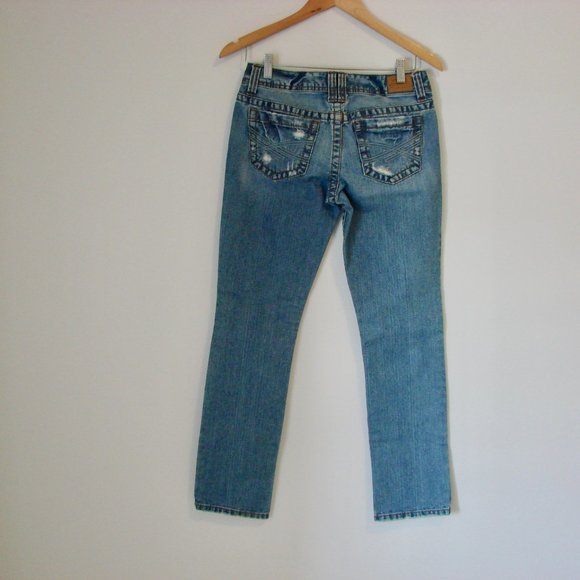 Aeropostale Jeans Bayla Skinny Straight Distressed Size 3 / 4 Tall 30" Inseam - Picture 10 of 15